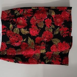 Talbots red roses women skirt 16W